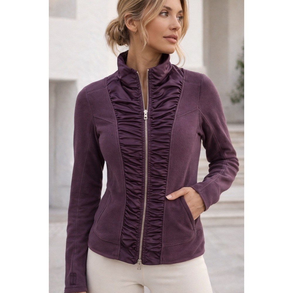 Adidas Stella McCartney Core Pleat Front Fleece Jacket Plum M